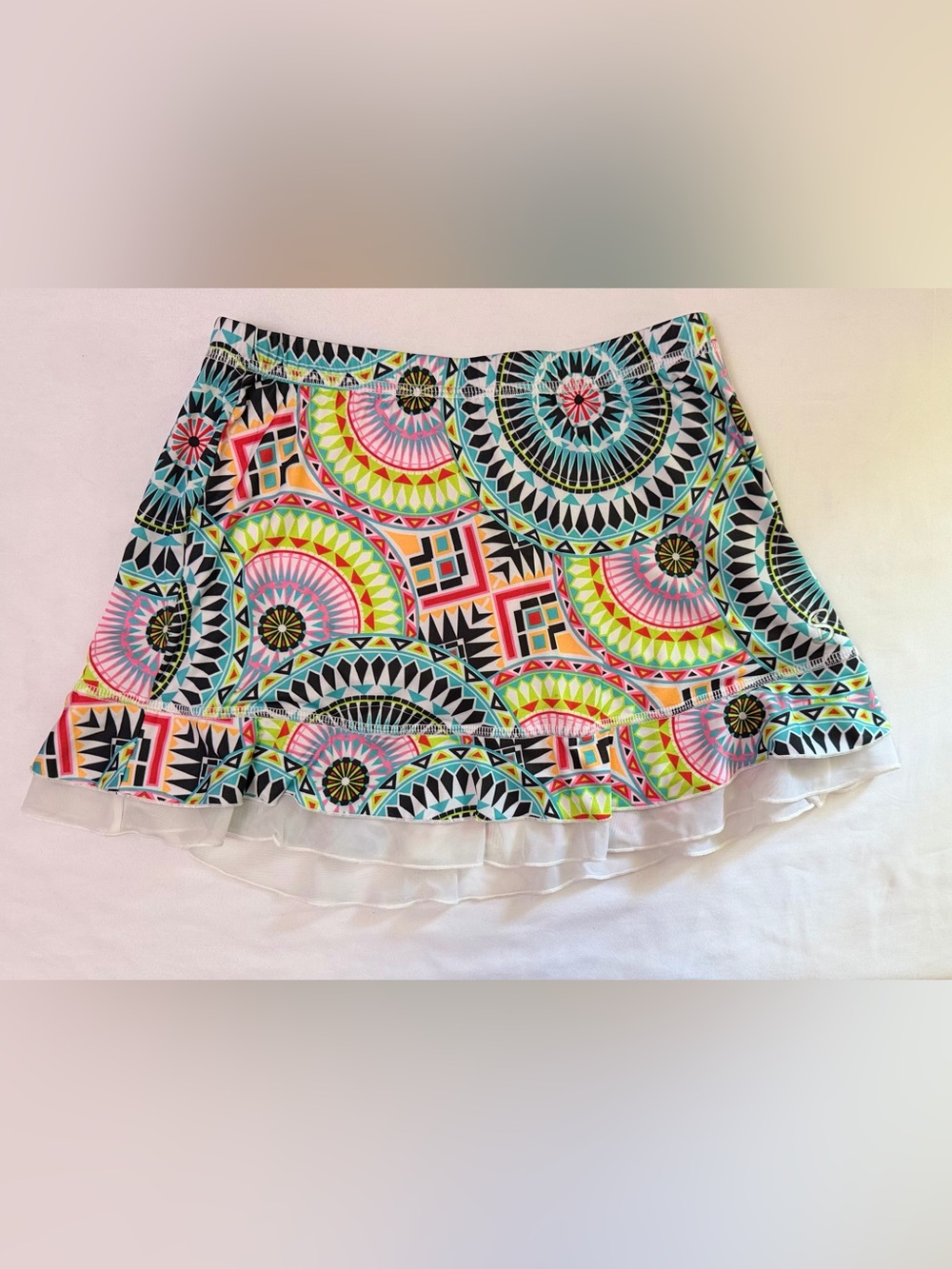 Sofibella Girls tennis skort geometric colorful print size Medium